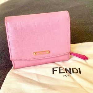 Fendi compact pink wallet